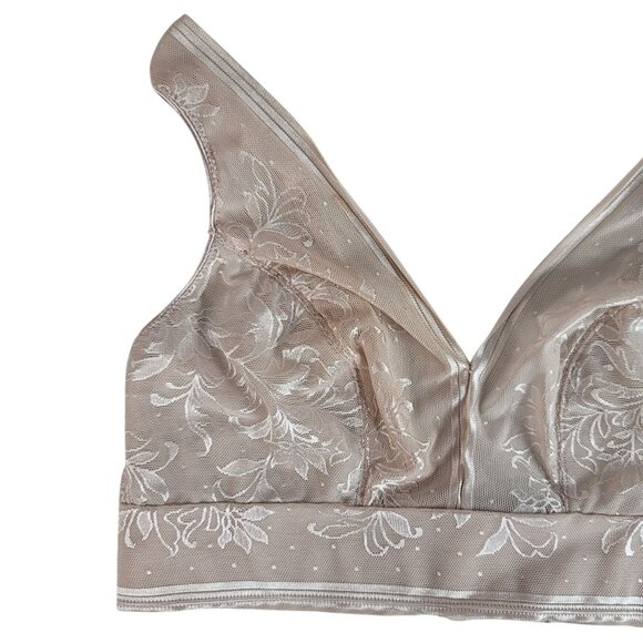 Wacoal Net Effect Bralette Tan Size 34 Wire Free Lace Semi Sheer #810340 NO CUP - Picture 2 of 8